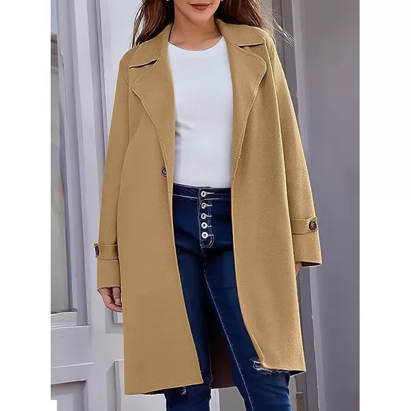 CHARTOU Women's Casual Open Front Knit Cardigan Notch Lapel Long Sweater Trench Coat