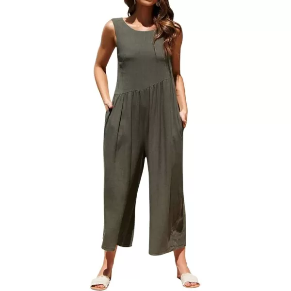 CHARTOU Women's Casual Sleeveless Wide Leg Pant Jumpsuit Backless Ruffle Beach Palazzo Tank Romper
