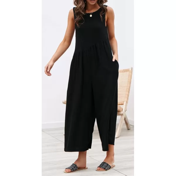 CHARTOU Women's Casual Sleeveless Wide Leg Pant Jumpsuit Backless Ruffle Beach Palazzo Tank Romper