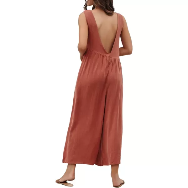 CHARTOU Women's Casual Sleeveless Wide Leg Pant Jumpsuit Backless Ruffle Beach Palazzo Tank Romper