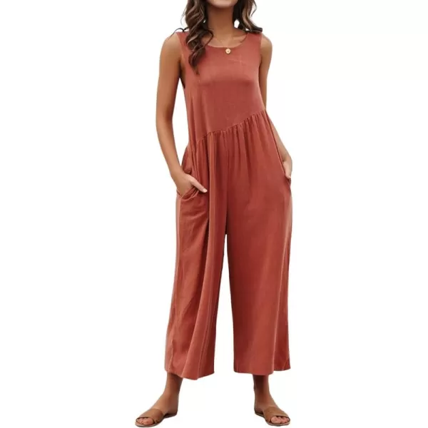 CHARTOU Women's Casual Sleeveless Wide Leg Pant Jumpsuit Backless Ruffle Beach Palazzo Tank Romper