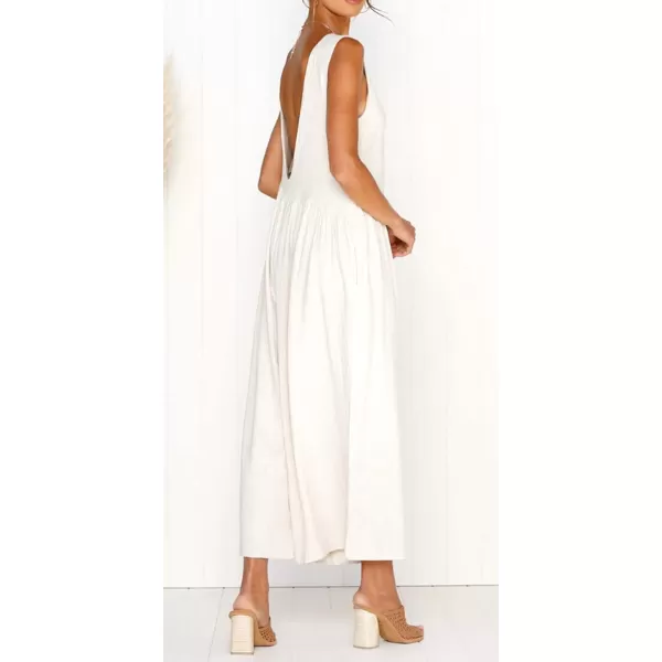 CHARTOU Women's Casual Sleeveless Wide Leg Pant Jumpsuit Backless Ruffle Beach Palazzo Tank Romper