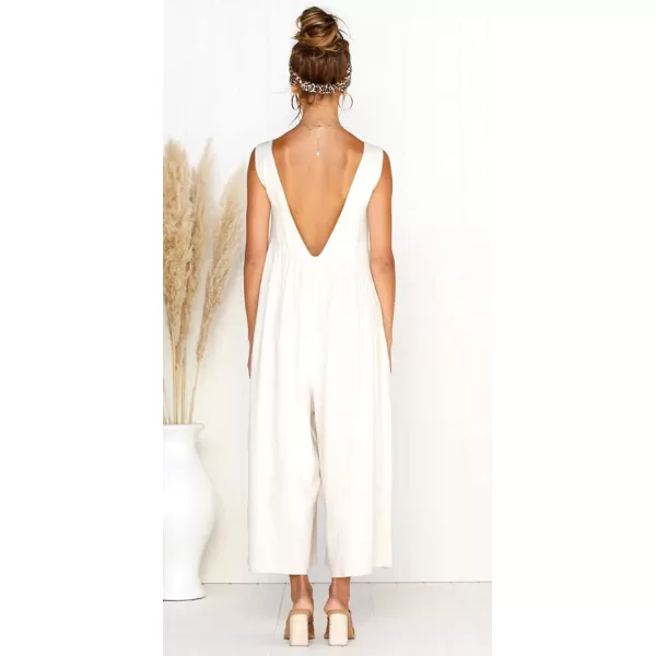 CHARTOU Women's Casual Sleeveless Wide Leg Pant Jumpsuit Backless Ruffle Beach Palazzo Tank Romper
