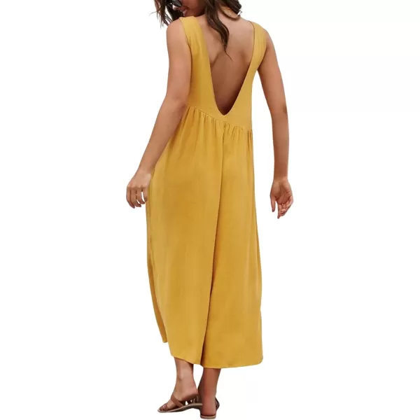 CHARTOU Women's Casual Sleeveless Wide Leg Pant Jumpsuit Backless Ruffle Beach Palazzo Tank Romper