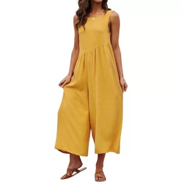 CHARTOU Women's Casual Sleeveless Wide Leg Pant Jumpsuit Backless Ruffle Beach Palazzo Tank Romper