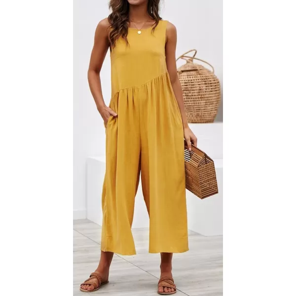 CHARTOU Women's Casual Sleeveless Wide Leg Pant Jumpsuit Backless Ruffle Beach Palazzo Tank Romper