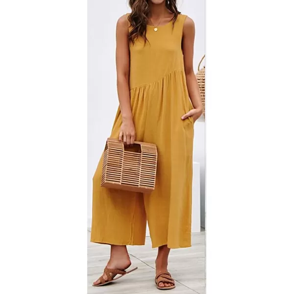 CHARTOU Women's Casual Sleeveless Wide Leg Pant Jumpsuit Backless Ruffle Beach Palazzo Tank Romper