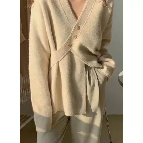 CHARTOU Women's Chic Irregular Wrap Open Front Cardigan Loose Fit Sweater
