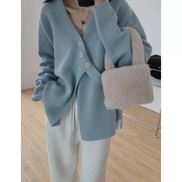 CHARTOU Women's Chic Irregular Wrap Open Front Cardigan Loose Fit Sweater