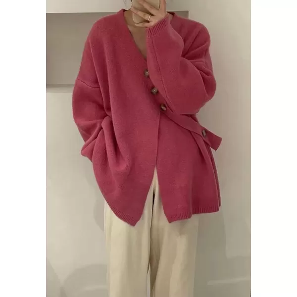CHARTOU Women's Chic Irregular Wrap Open Front Cardigan Loose Fit Sweater