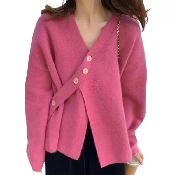 CHARTOU Women's Chic Irregular Wrap Open Front Cardigan Loose Fit Sweater