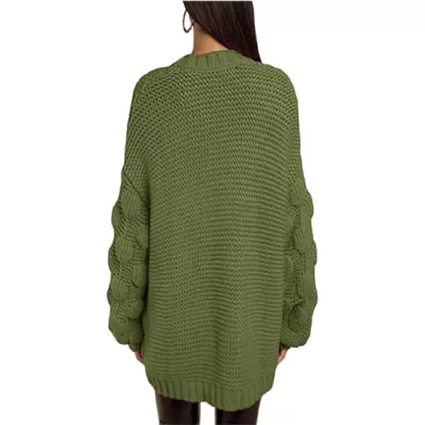 CHARTOU Women's Chunky Knitted Basket Weave Long Sleeve Open Front Cardigan Sweater Tops
