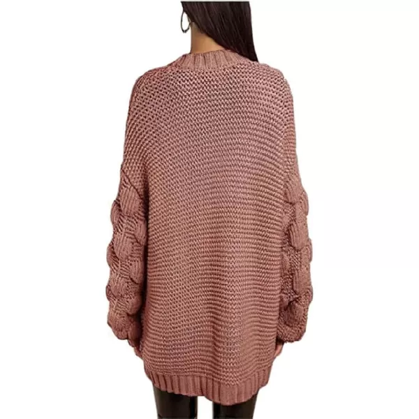 CHARTOU Women's Chunky Knitted Basket Weave Long Sleeve Open Front Cardigan Sweater Tops
