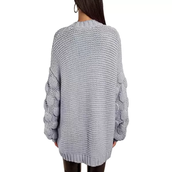 CHARTOU Women's Chunky Knitted Basket Weave Long Sleeve Open Front Cardigan Sweater Tops
