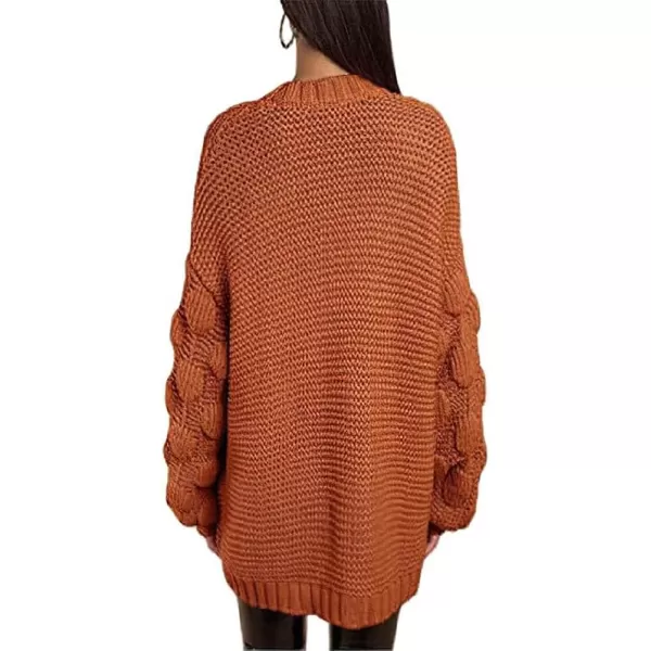CHARTOU Women's Chunky Knitted Basket Weave Long Sleeve Open Front Cardigan Sweater Tops