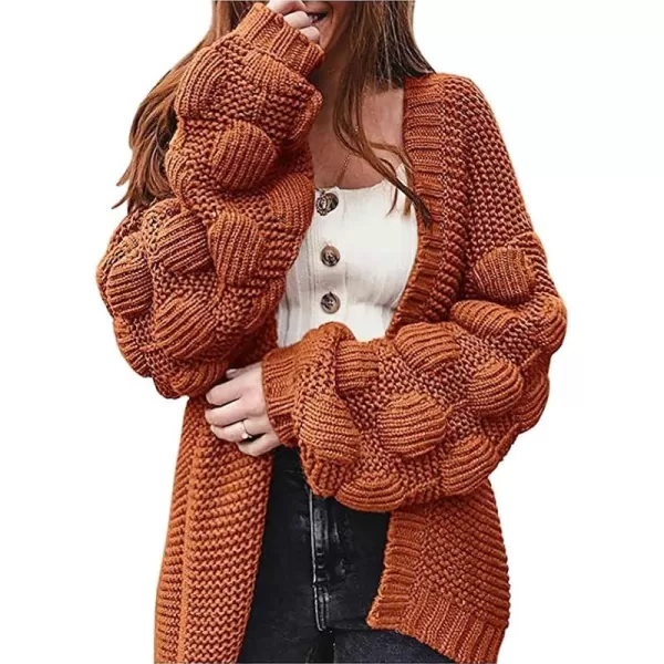 CHARTOU Women's Chunky Knitted Basket Weave Long Sleeve Open Front Cardigan Sweater Tops