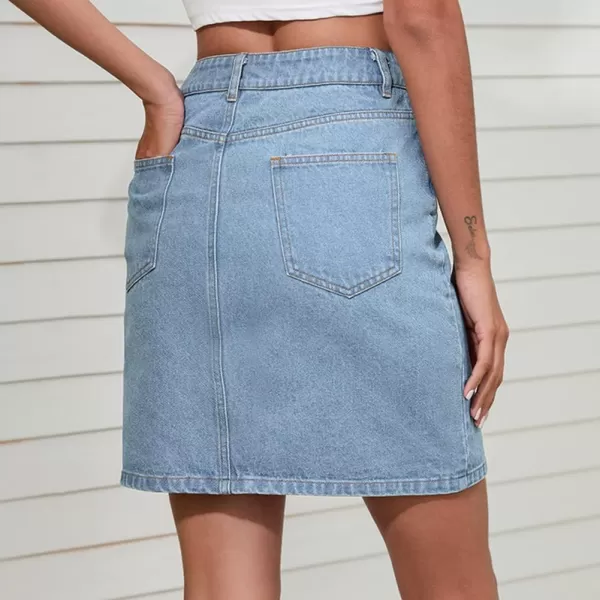 CHARTOU Women's Classic Casual Washed High Waist Slit Denim Jean Pencil Short Skirt
