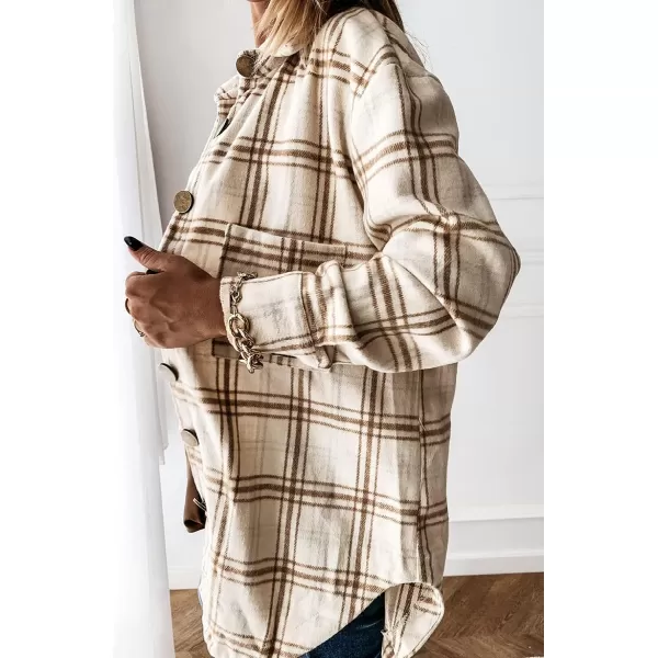 CHARTOU Women's Classic Loose Wool Blend Long Sleeve Plaid Button Down Shirt