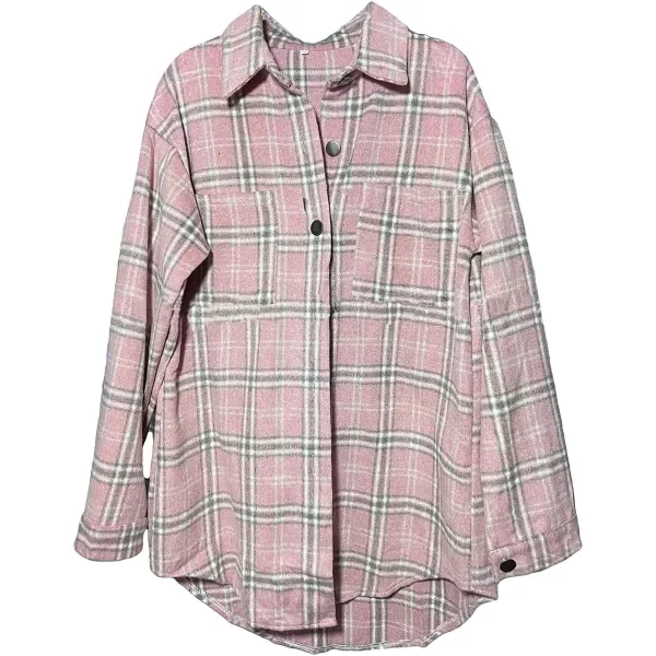 CHARTOU Women's Classic Loose Wool Blend Long Sleeve Plaid Button Down Shirt