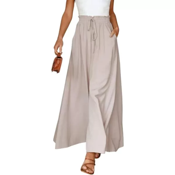 CHARTOU Women's Comfy Drawstring High Waist Wide Leg Casual Palazzo Culottes Pants