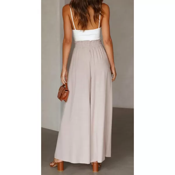 CHARTOU Women's Comfy Drawstring High Waist Wide Leg Casual Palazzo Culottes Pants