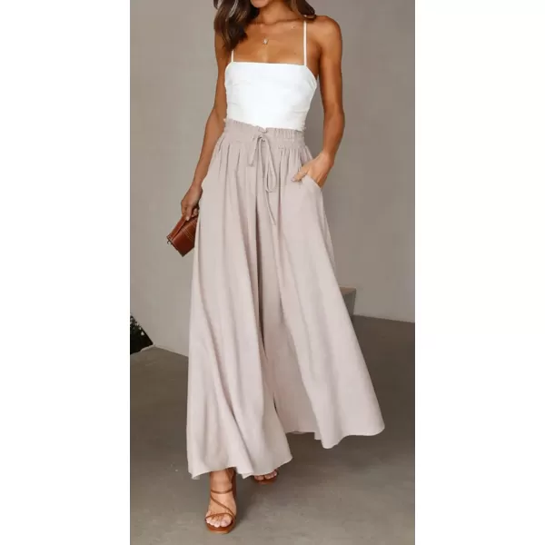 CHARTOU Women's Comfy Drawstring High Waist Wide Leg Casual Palazzo Culottes Pants