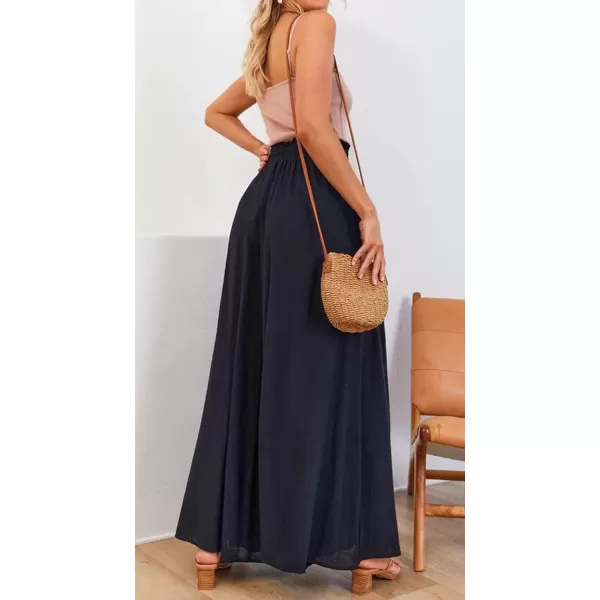 CHARTOU Women's Comfy Drawstring High Waist Wide Leg Casual Palazzo Culottes Pants