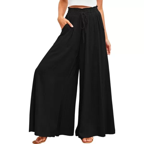 CHARTOU Women's Comfy Drawstring High Waist Wide Leg Casual Palazzo Culottes Pants