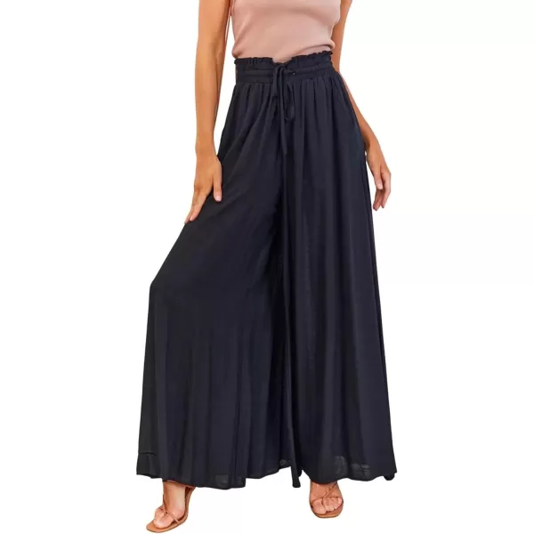 CHARTOU Women's Comfy Drawstring High Waist Wide Leg Casual Palazzo Culottes Pants