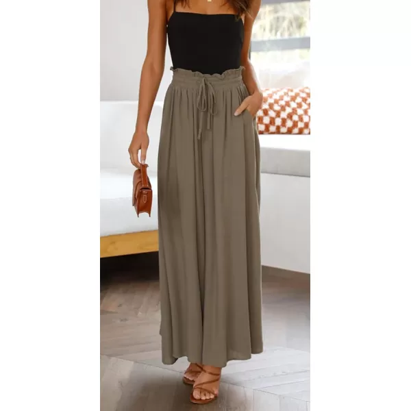 CHARTOU Women's Comfy Drawstring High Waist Wide Leg Casual Palazzo Culottes Pants