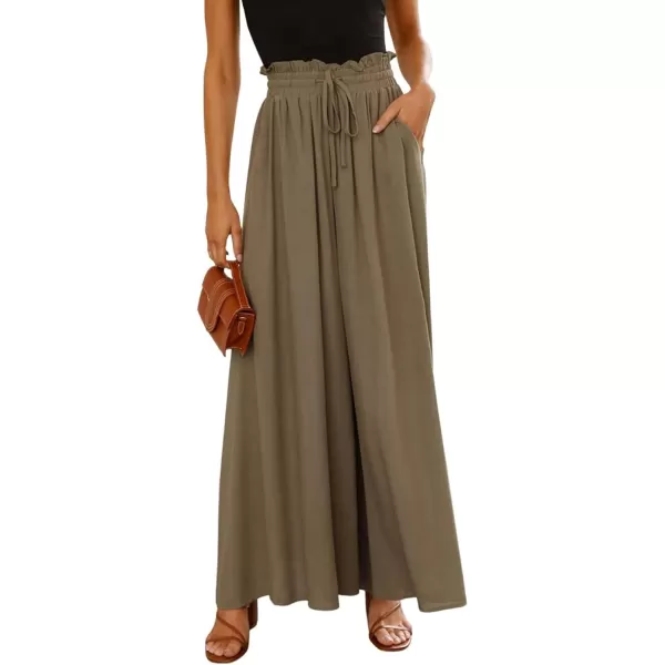 CHARTOU Women's Comfy Drawstring High Waist Wide Leg Casual Palazzo Culottes Pants
