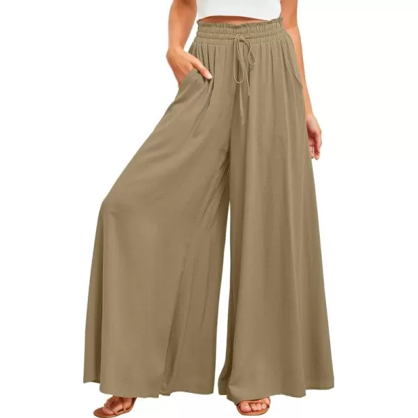 CHARTOU Women's Comfy Drawstring High Waist Wide Leg Casual Palazzo Culottes Pants