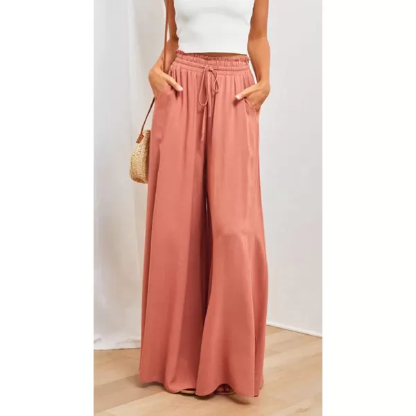 CHARTOU Women's Comfy Drawstring High Waist Wide Leg Casual Palazzo Culottes Pants