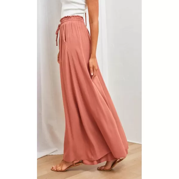 CHARTOU Women's Comfy Drawstring High Waist Wide Leg Casual Palazzo Culottes Pants