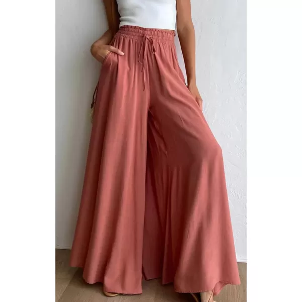CHARTOU Women's Comfy Drawstring High Waist Wide Leg Casual Palazzo Culottes Pants