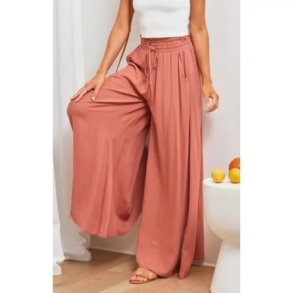 CHARTOU Women's Comfy Drawstring High Waist Wide Leg Casual Palazzo Culottes Pants