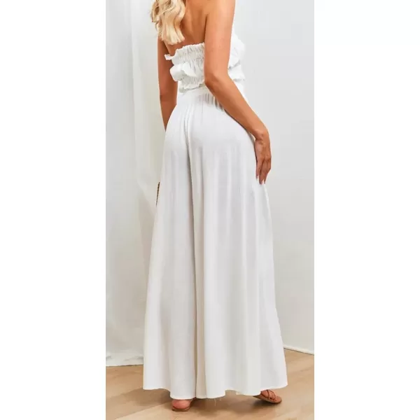 CHARTOU Women's Comfy Drawstring High Waist Wide Leg Casual Palazzo Culottes Pants