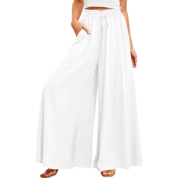 CHARTOU Women's Comfy Drawstring High Waist Wide Leg Casual Palazzo Culottes Pants