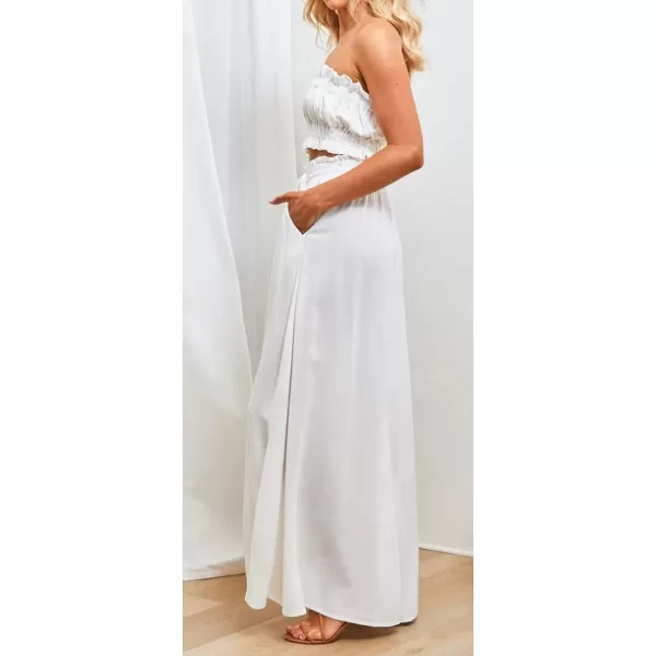 CHARTOU Women's Comfy Drawstring High Waist Wide Leg Casual Palazzo Culottes Pants