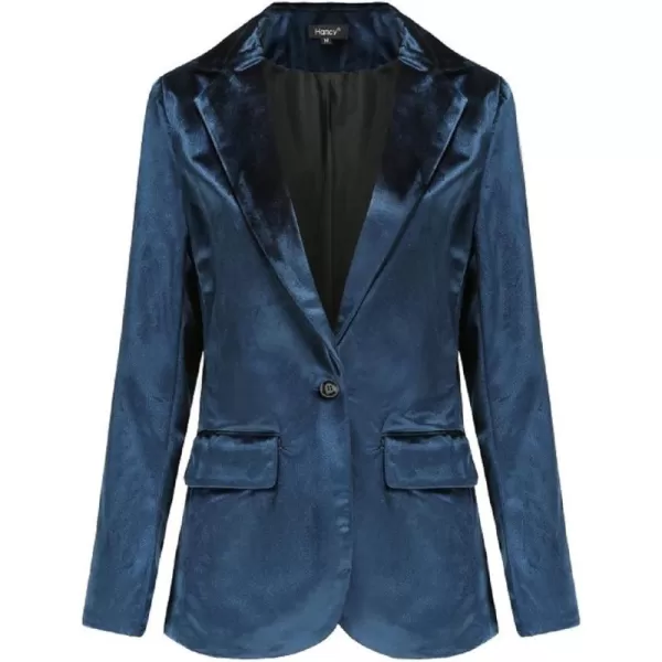 CHARTOU Women's Comfy Tailored Collar Shimmer Velvet 1-Button Blazer Suit Jacket