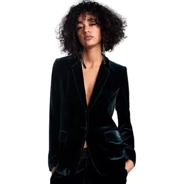 CHARTOU Women's Comfy Tailored Collar Shimmer Velvet 1-Button Blazer Suit Jacket