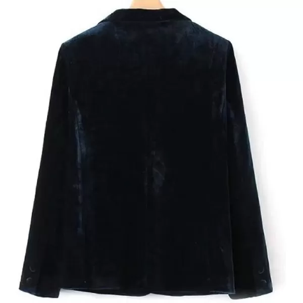 CHARTOU Women's Comfy Tailored Collar Shimmer Velvet 1-Button Blazer Suit Jacket