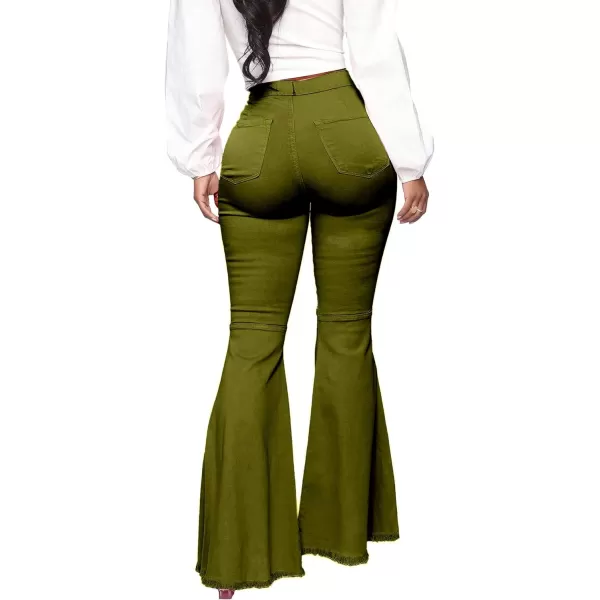 CHARTOU Women's Cute High Waist Distressed Ripped Frayed Raw Hem Wide Leg Denim Pants Flare Jeans