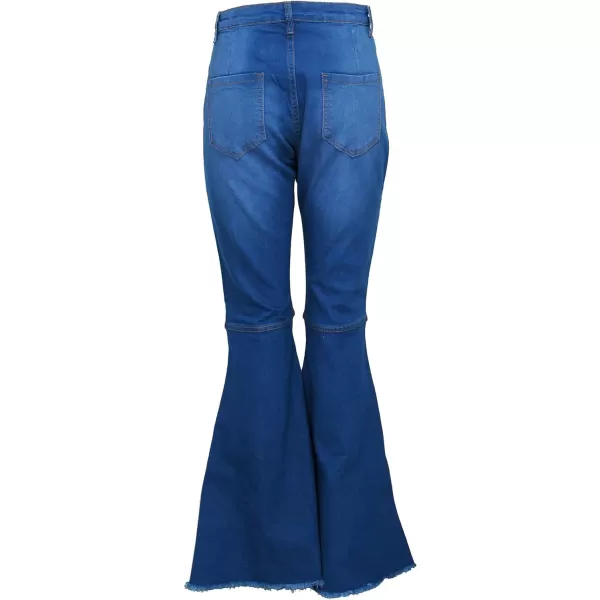 CHARTOU Women's Cute High Waist Distressed Ripped Frayed Raw Hem Wide Leg Denim Pants Flare Jeans