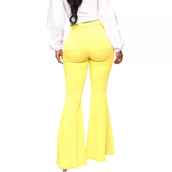 CHARTOU Women's Cute High Waist Distressed Ripped Frayed Raw Hem Wide Leg Denim Pants Flare Jeans