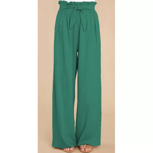 CHARTOU Women's Elastic High Waist Loose Fit Wide Leg Cotton Linen Lightweight Beach Palazzo Pants