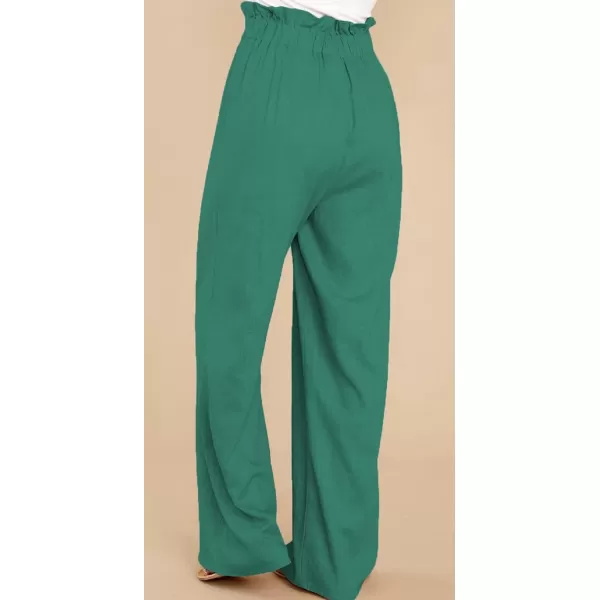 CHARTOU Women's Elastic High Waist Loose Fit Wide Leg Cotton Linen Lightweight Beach Palazzo Pants