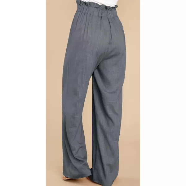 CHARTOU Women's Elastic High Waist Loose Fit Wide Leg Cotton Linen Lightweight Beach Palazzo Pants