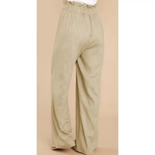 CHARTOU Women's Elastic High Waist Loose Fit Wide Leg Cotton Linen Lightweight Beach Palazzo Pants
