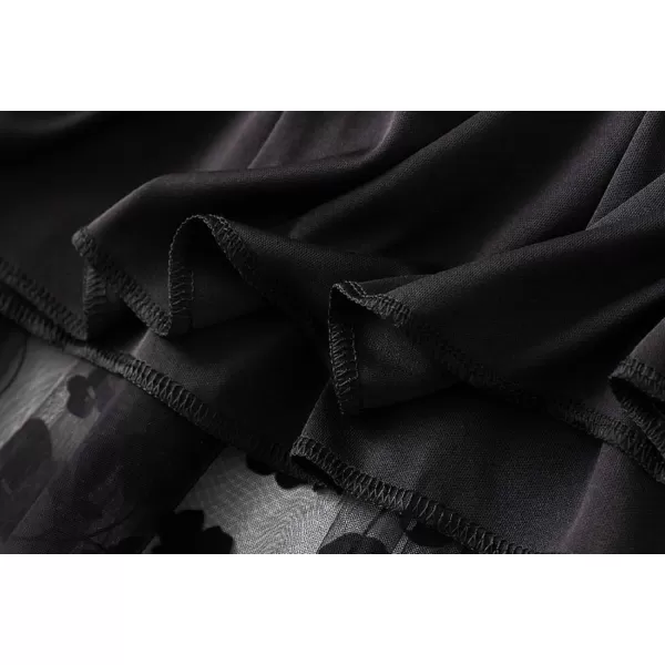 CHARTOU Women's Elastic High Waist Tulle Ruffle Pleated A-Line Swing Midi Skirt